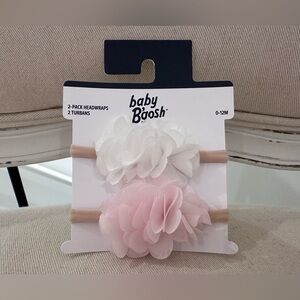 🦢 0~12 Mth Pink and White Flower Baby Headwraps Hair Bow Accessories NWT